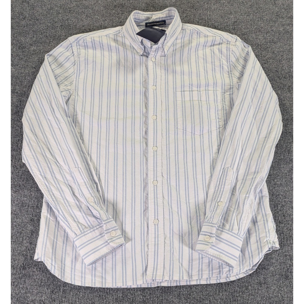 Brandy Melville Blue White Striped Cotton Button Down Shirt MH425-Z324S One Size